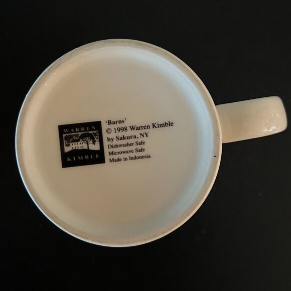 Vintage Warren Kimble Red Barn Coffee Mug ~ Folk Art ~ Sakura ~ Americana ~ 1998 - Picture 8 of 9